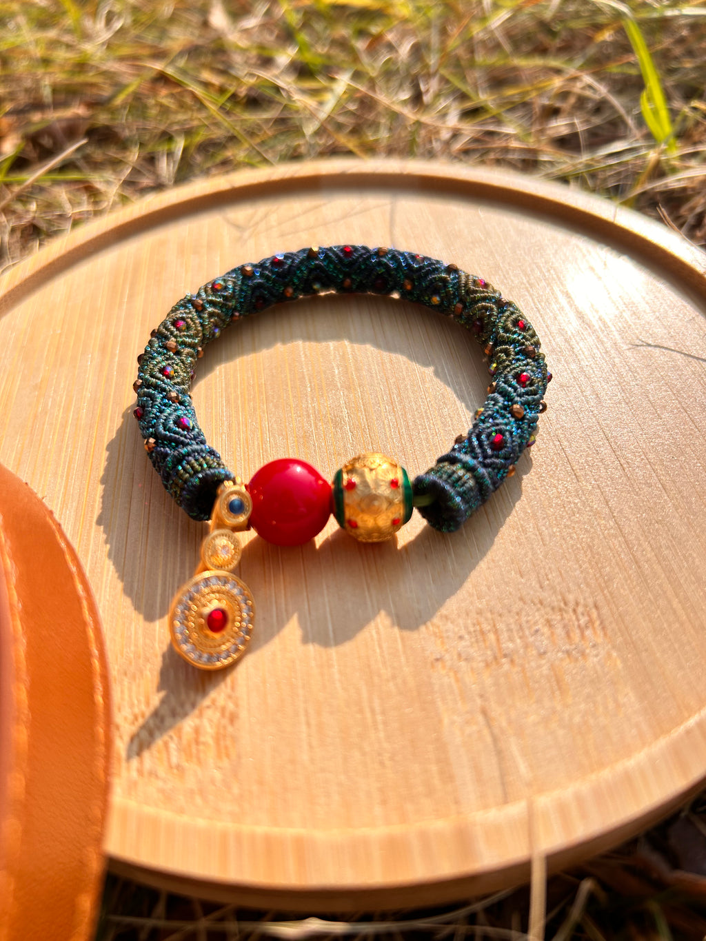 Rope Bracelet-Peacock feather(0.9cm width)