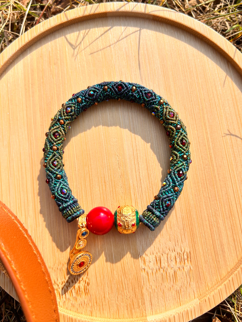 Rope Bracelet-Peacock feather(0.9cm width)