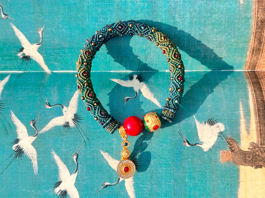 Rope Bracelet-Peacock feather(0.9cm width)