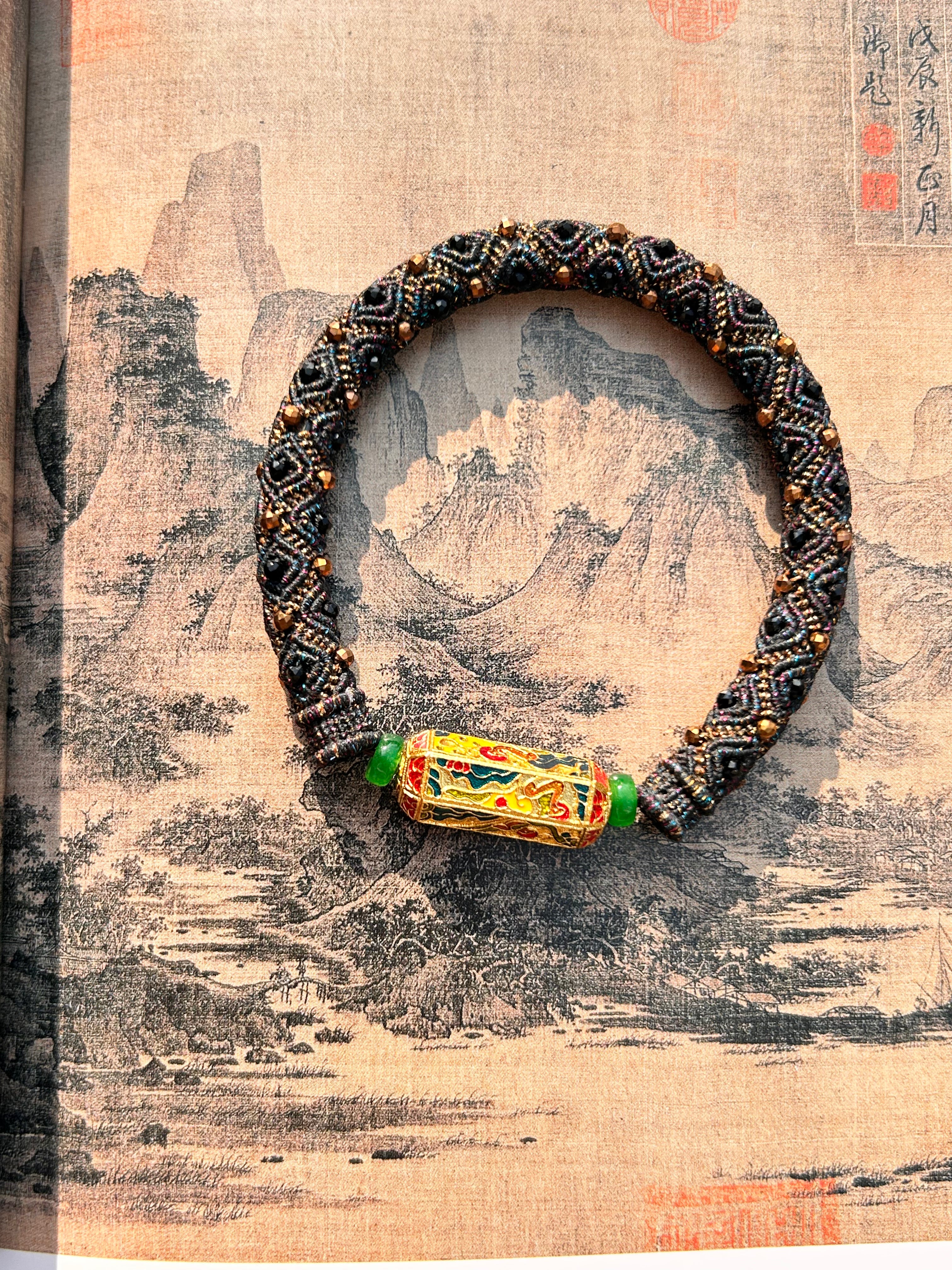 Rope Bracelet-The "colorful black"(0.8cm width)